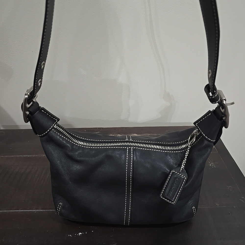 COACH 9564 Black Leather Legacy Demi Hobo Shoulder Bag Convertible Strap Vintage